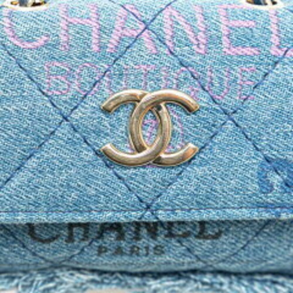 Chanel Blue Indigo Coco Shoulder Denim Matelasse Bag Chain Mark - Picture 6 of 6